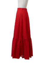 画像をギャラリービューアに読み込む, Cotton Lace Tiered Skirt | Coral Red
