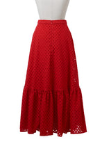 Load image into Gallery viewer, Cotton Lace Tiered Skirt | Coral Red
