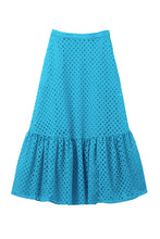 画像をギャラリービューアに読み込む, Cotton Lace Tiered Skirt | Turquoise Blue
