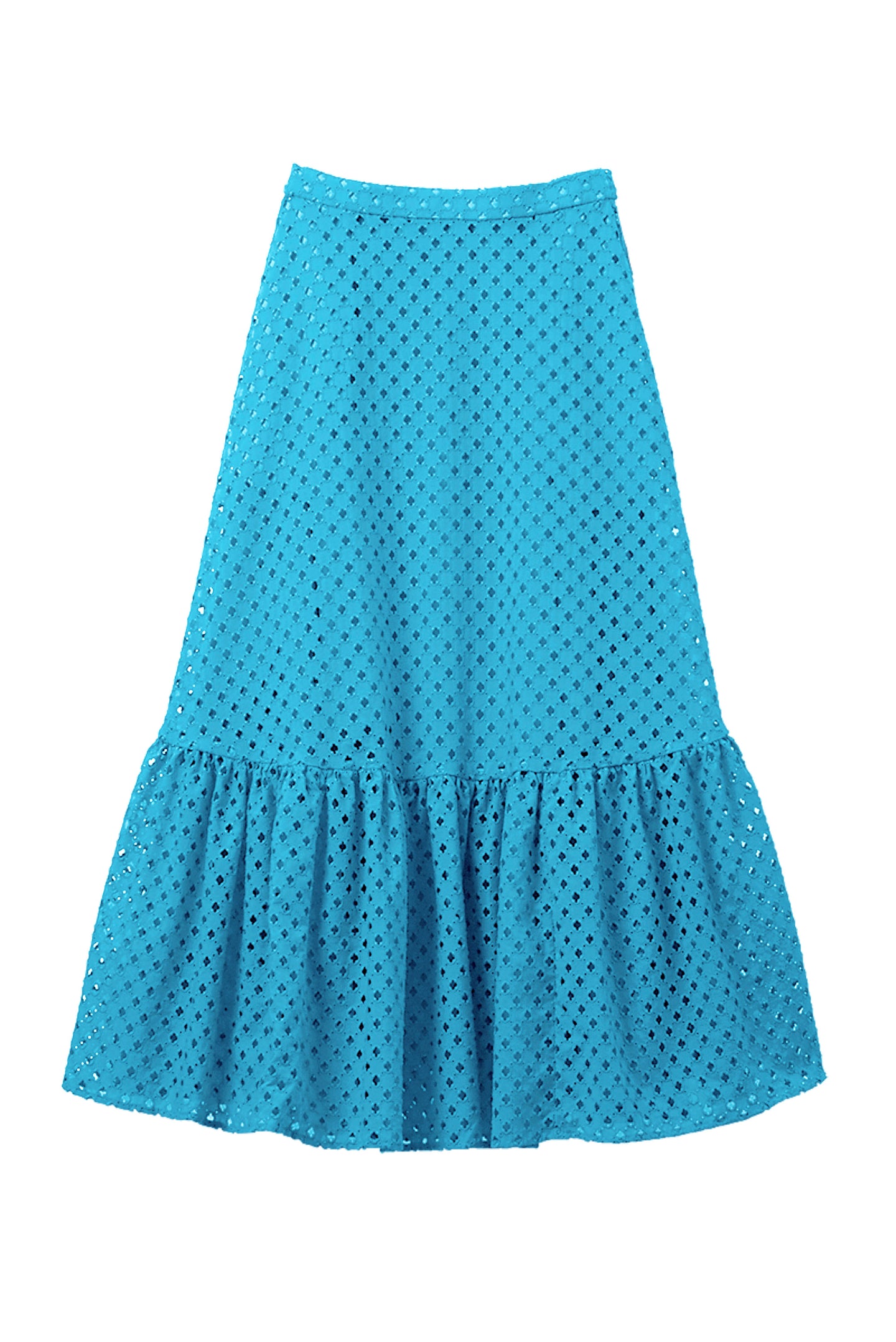 Cotton Lace Tiered Skirt | Turquoise Blue