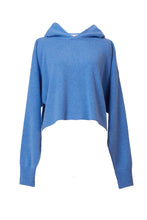 Load image into Gallery viewer, Cashmere Knit Short Hoodie | Sea BLue
