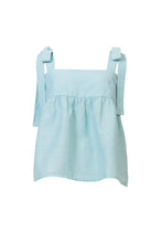 Load image into Gallery viewer, Shine Linen Shoulder Ribbon Blouse | Sky
