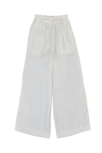 Tape Embroidery Pants | White