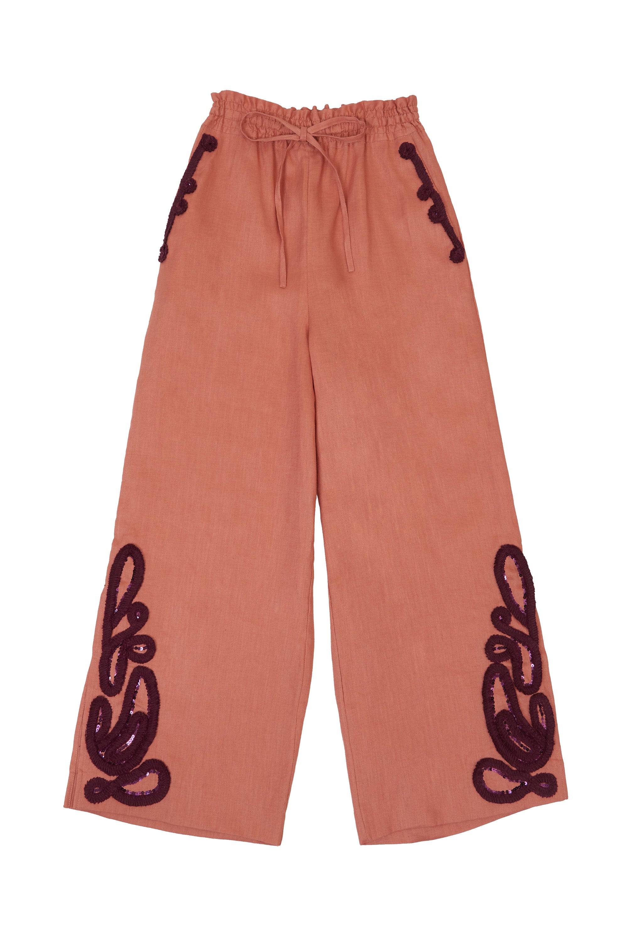 Tape Embroidery Pants | Terracotta – MYLAN ONLINE SHOP 