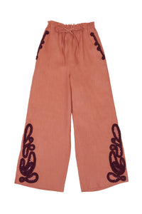 Tape Embroidery Pants | Terracotta