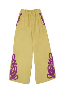 Tape Embroidery Pants | Citrine