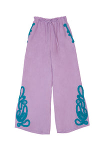 Tape Embroidery Pants | Lilac