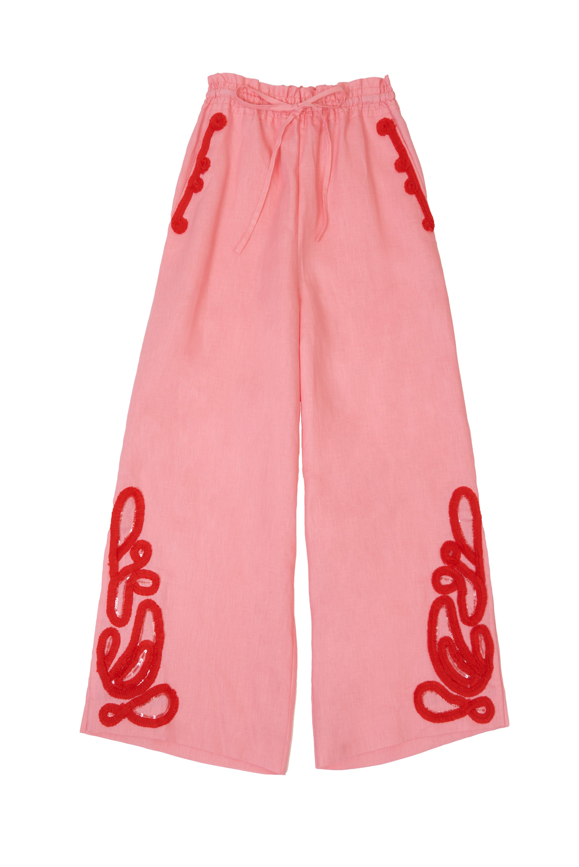 Tape Embroidery Pants | Coral Pink – MYLAN ONLINE SHOP
