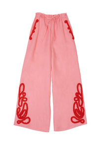 Tape Embroidery Pants | Coral Pink