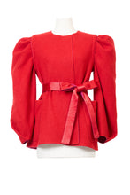 画像をギャラリービューアに読み込む, Recycle Cashmere Volume Sleeve Short Coat | Fuchsia Red
