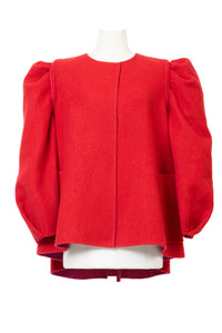 Recycle Cashmere Volume Sleeve Short Coat | Fuchsia Red