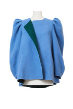 Load image into Gallery viewer, Recycle Cashmere Volume Sleeve Short Coat | Forest Blue
