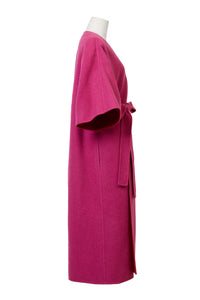 Recycle Cashmere Belted Gown Coat | Fuchsia Red