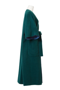 Recycle Cashmere Belted Gown Coat | Forest Blue