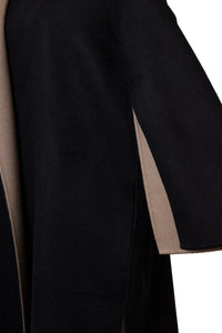 Cashmere Slit Sleeve Coat | Noir/Sahara