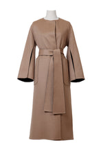 Load image into Gallery viewer, Cashmere Slit Sleeve Coat | Noir/Sahara
