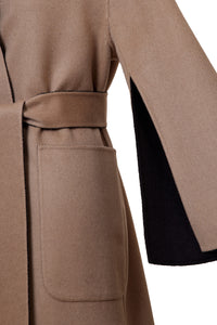Cashmere Slit Sleeve Coat | Noir/Sahara