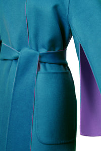 Cashmere Slit Sleeve Coat | Lilac/Peacock