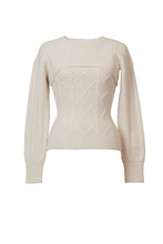Load image into Gallery viewer, Cashmere Cable Knit Layered top | Pearl
