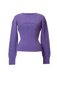 Cashmere Cable Knit Layered top | Lilac