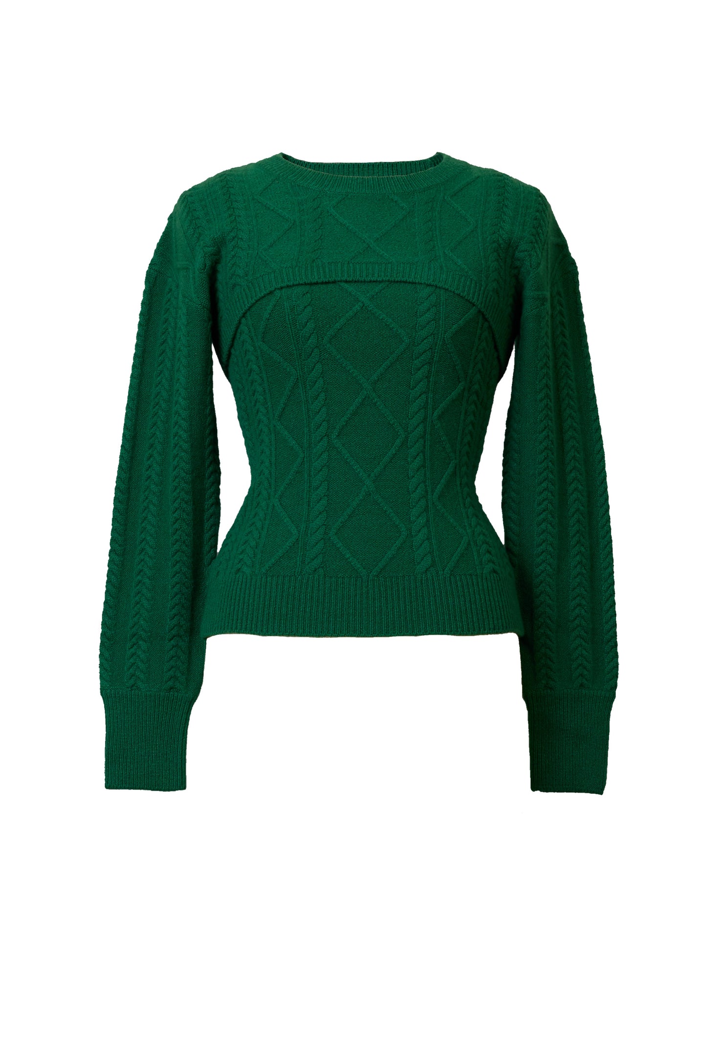 Cashmere Cable Knit Layered top | Forest