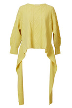 Load image into Gallery viewer, Cashmere Cable Knit Back Ribbon Top | Citrine
