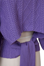 Load image into Gallery viewer, Cashmere Cable Knit Back Ribbon Top | Lilac
