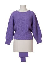 Load image into Gallery viewer, Cashmere Cable Knit Back Ribbon Top | Stone
