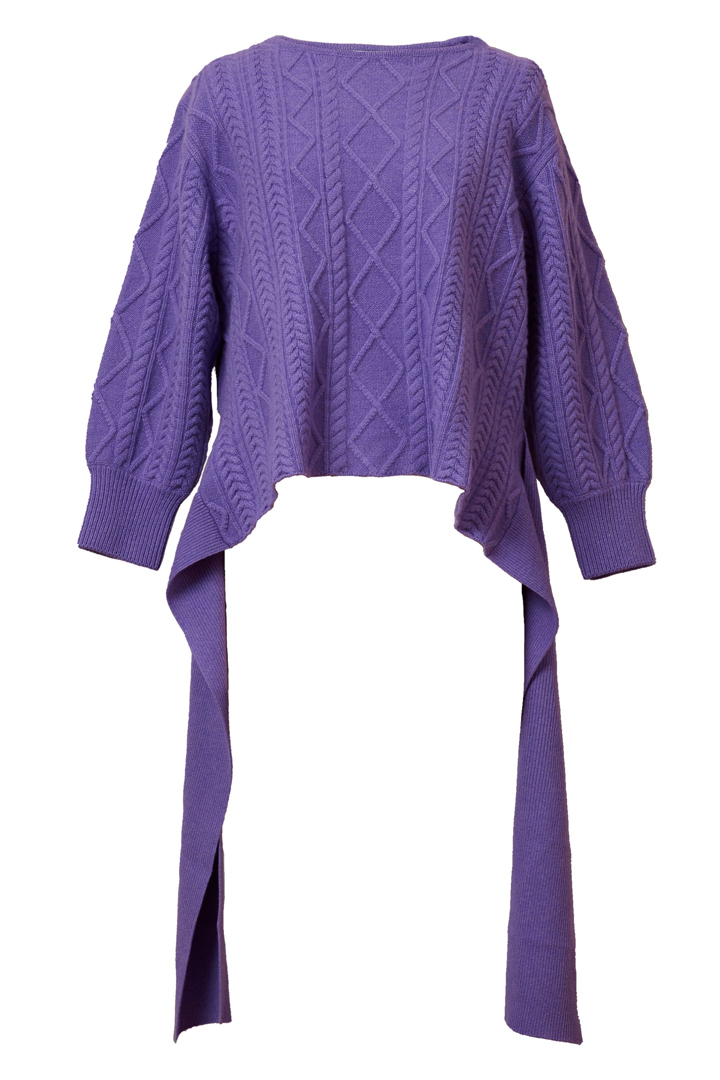 Cashmere Cable Knit Back Ribbon Top | Lilac