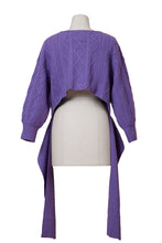 Load image into Gallery viewer, Cashmere Cable Knit Back Ribbon Top | Stone
