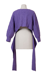 Cashmere Cable Knit Back Ribbon Top | Lilac