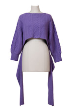Load image into Gallery viewer, Cashmere Cable Knit Back Ribbon Top | Lilac
