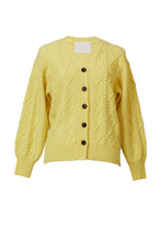 Load image into Gallery viewer, Cashmere Cable Knit V Neck Cardigan | Citrine
