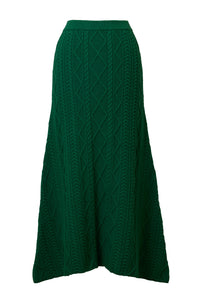 Cashmere Cable Knit Skirt | Forest