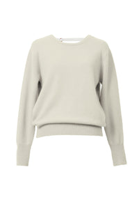 Eco Cashmere Back Open knit Top | Pearl