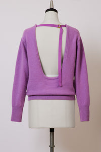 Eco Cashmere Back Open knit Top | Lilac