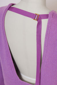Eco Cashmere Back Open knit Top | Lilac