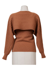 Eco Cashmere Rib Knit Layered Top | Pearl
