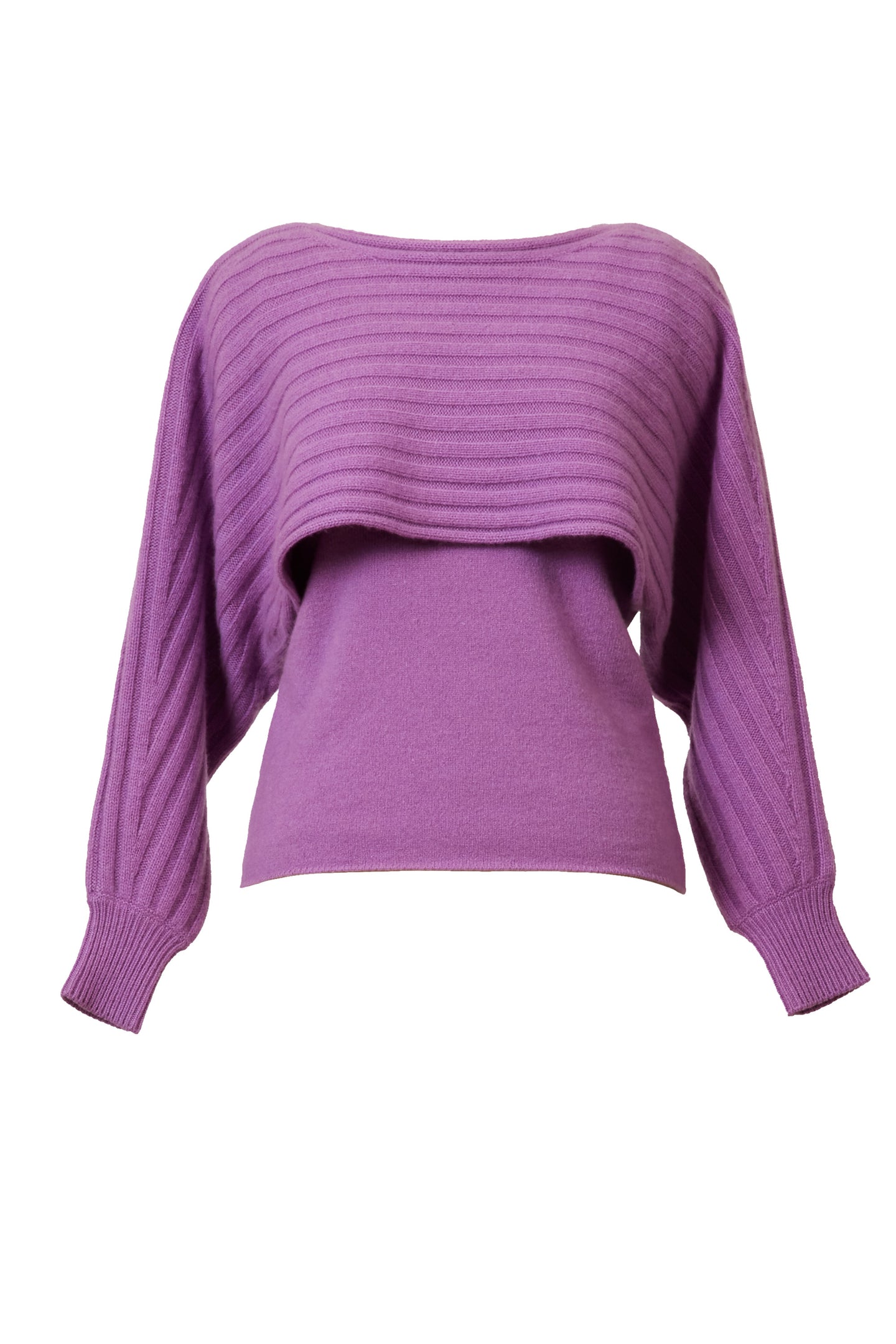 Eco Cashmere Rib Knit Layered Top | Lilac