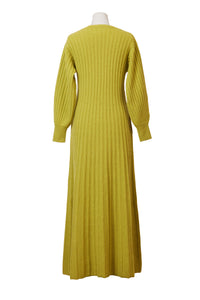 Eco Cashmere Long Rib Knit Dress | Stone