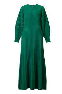 Eco Cashmere Long Rib Knit Dress | Emerald