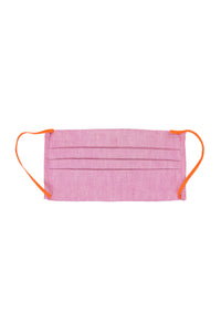 Linen Pleated Face Mask | Coral