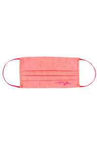 Linen Pleated Face Mask | Coral