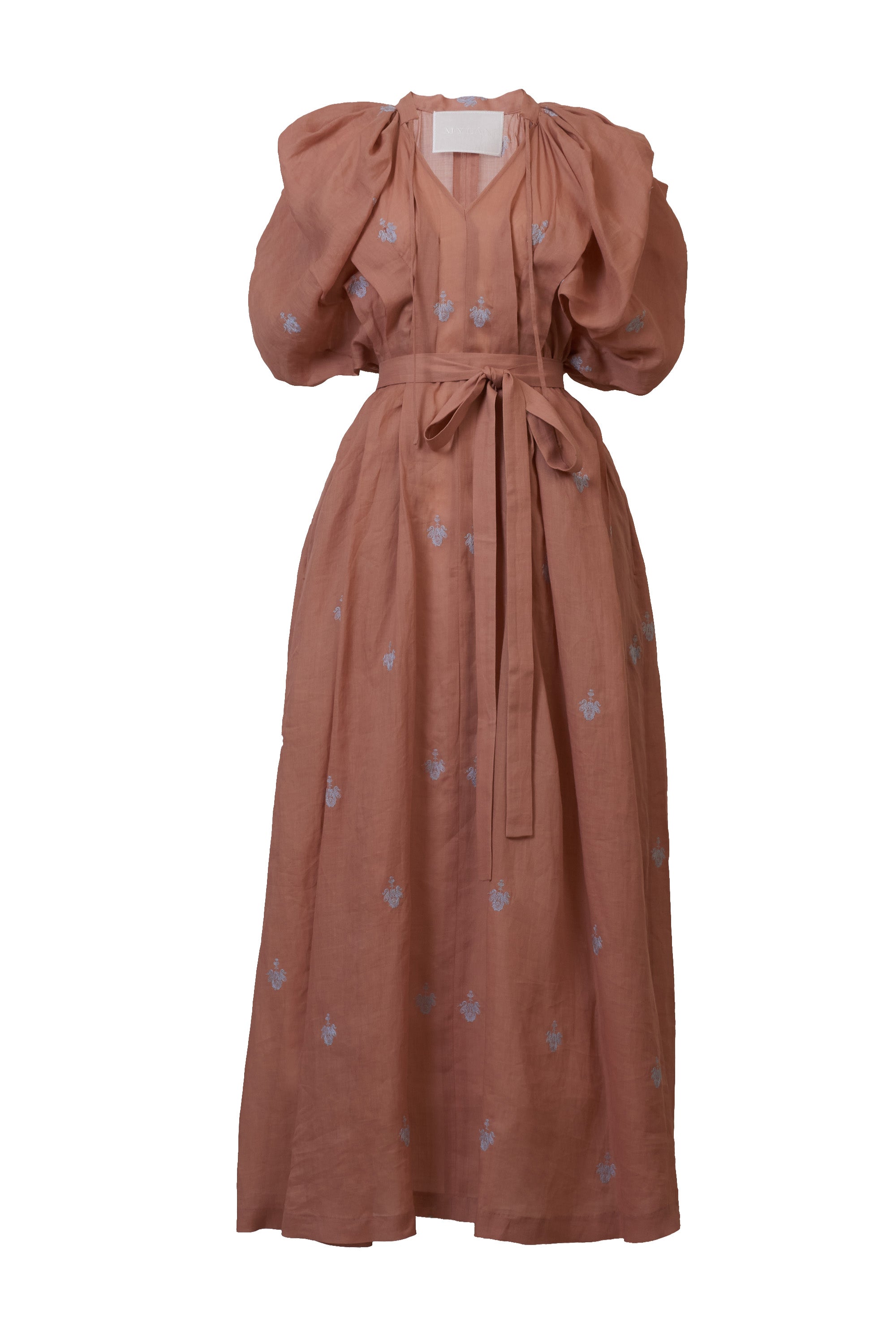 Embroidery Volume Sleeve Maxi Dress | Terracota – MYLAN
