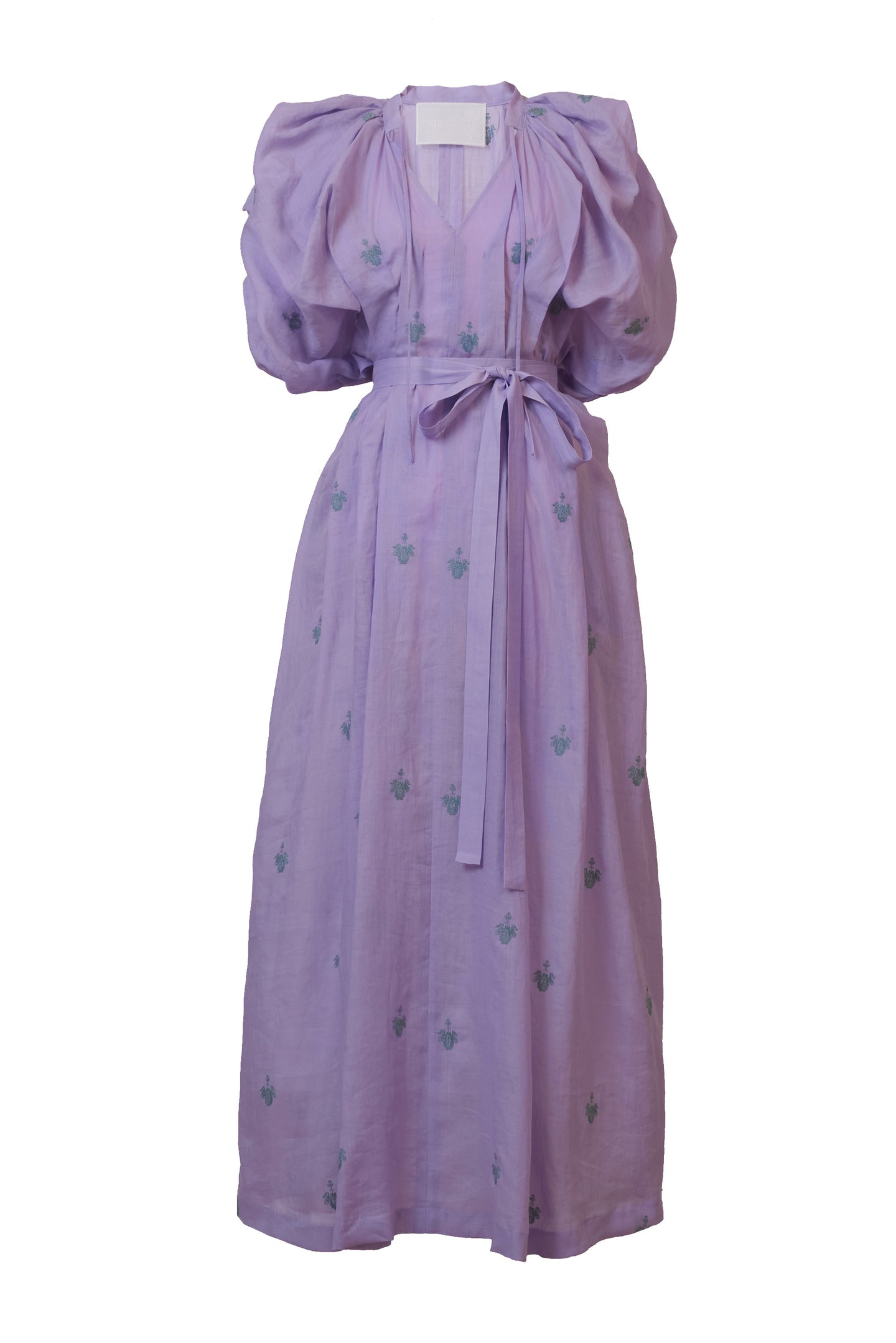 Embroidery Volume Sleeve Maxi Dress | Lilac