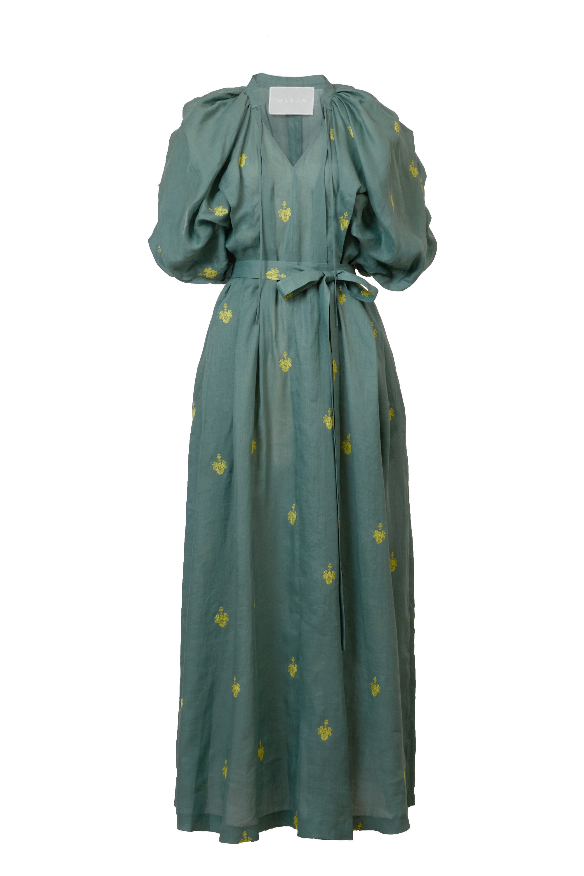 Embroidery Volume Sleeve Maxi Dress | Olive – MYLAN ONLINE SHOP