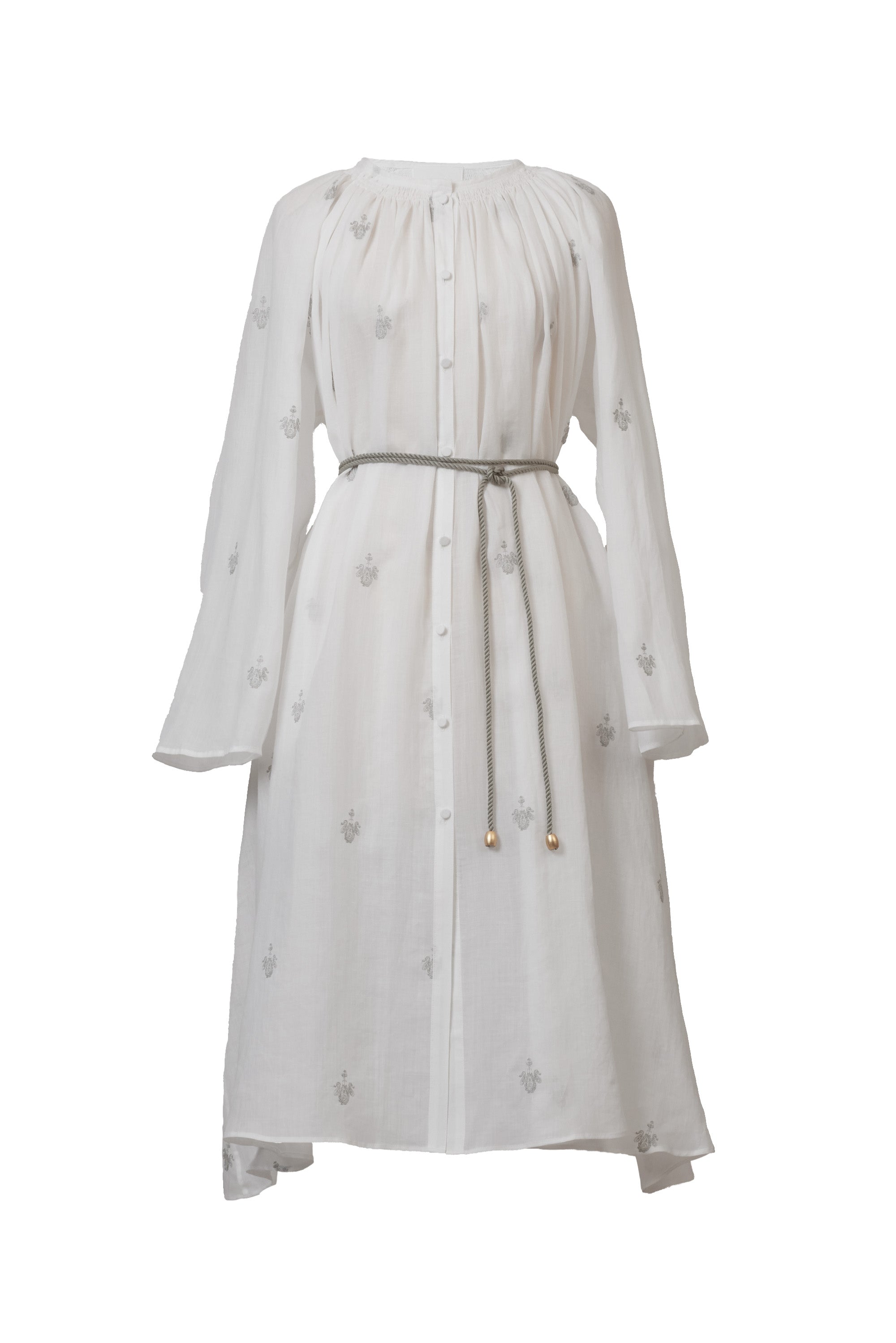 Embroidery Neck Gathered Dress | Lilac – MYLAN ONLINE SHOP