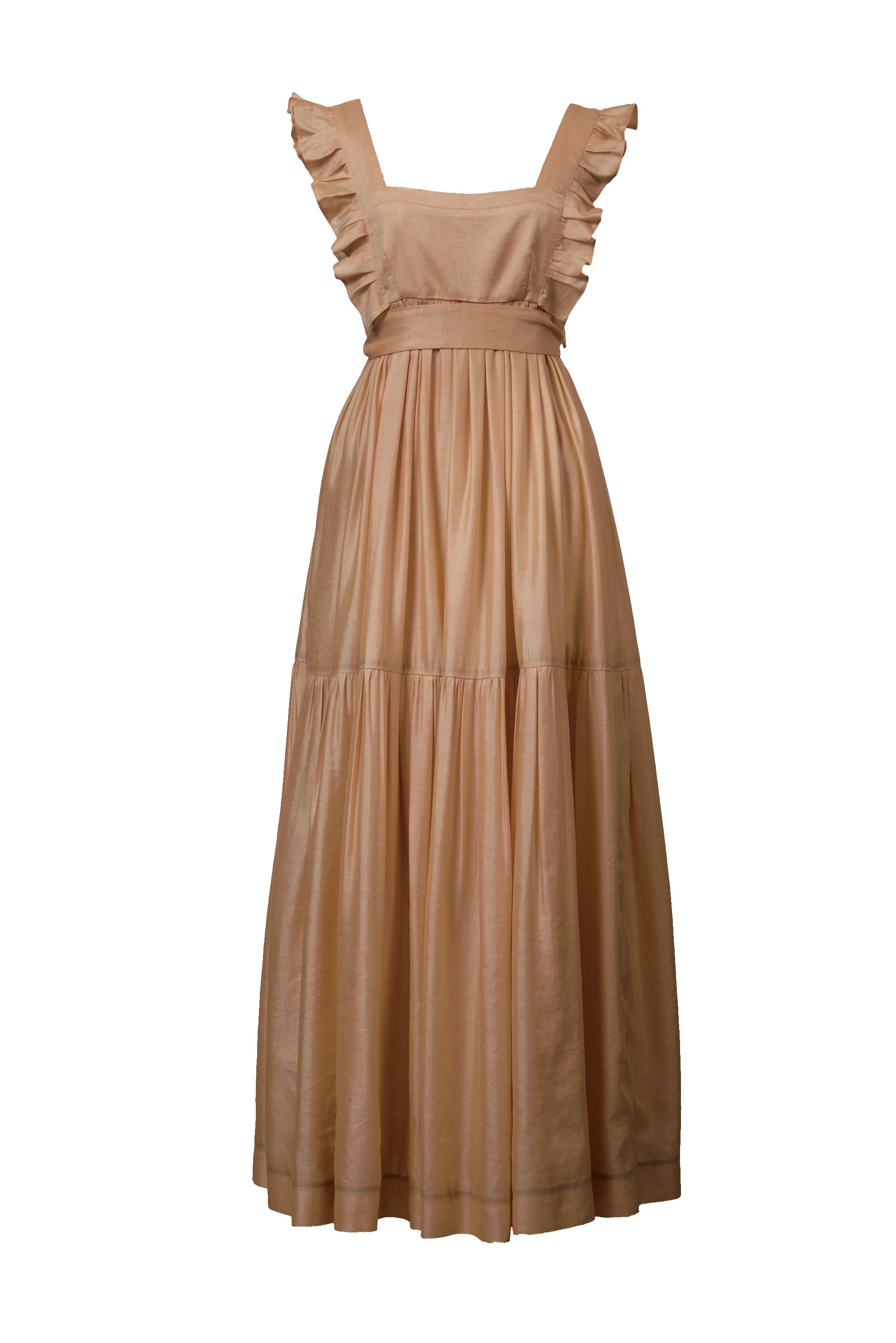Back Open Frilled Shoulder Dress | Sand – MYLAN ONLINE SHOP