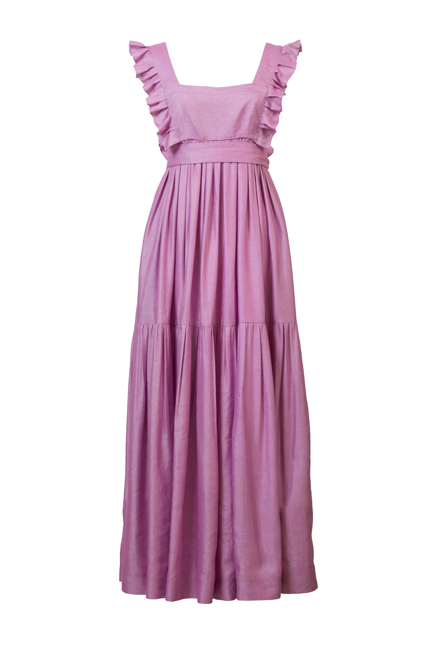 Back Open Frilled Shoulder Dress | Lilac