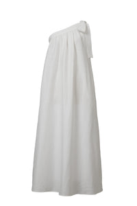 One Shoulder Ribbon Dress | Shell White